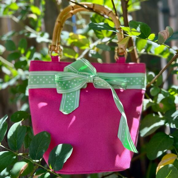 Tiannl Pink and Green Top Handle Bag - Picture 1 of 7